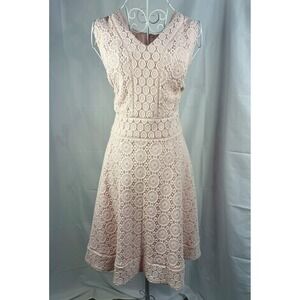 Charter Club Dress Womens 2X Pink Lace Fit & Flare Sleeveless V-Neck Cocktail